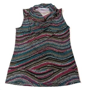 George Stretch Sleeveless Multicolored Geometric Blouse Size Small